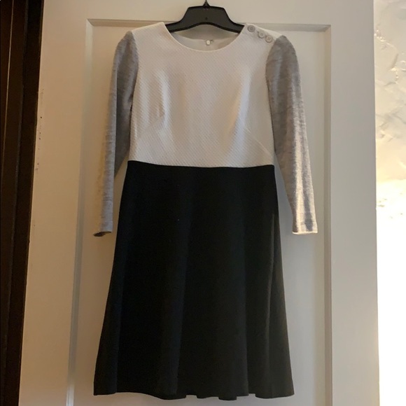 LOFT Black, White & Gray Winter Sweater Dress - Picture 1 of 3